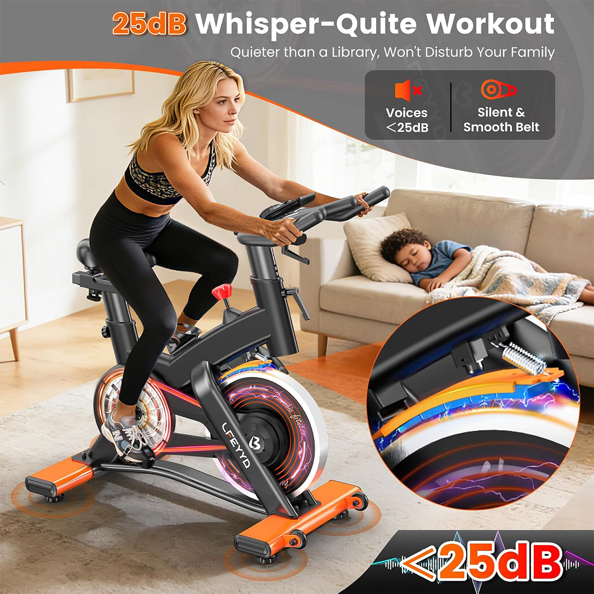 Pooboo Exercise Bike, 400LB Ma - Exercise Bike Magnetic Resistance recension och pris