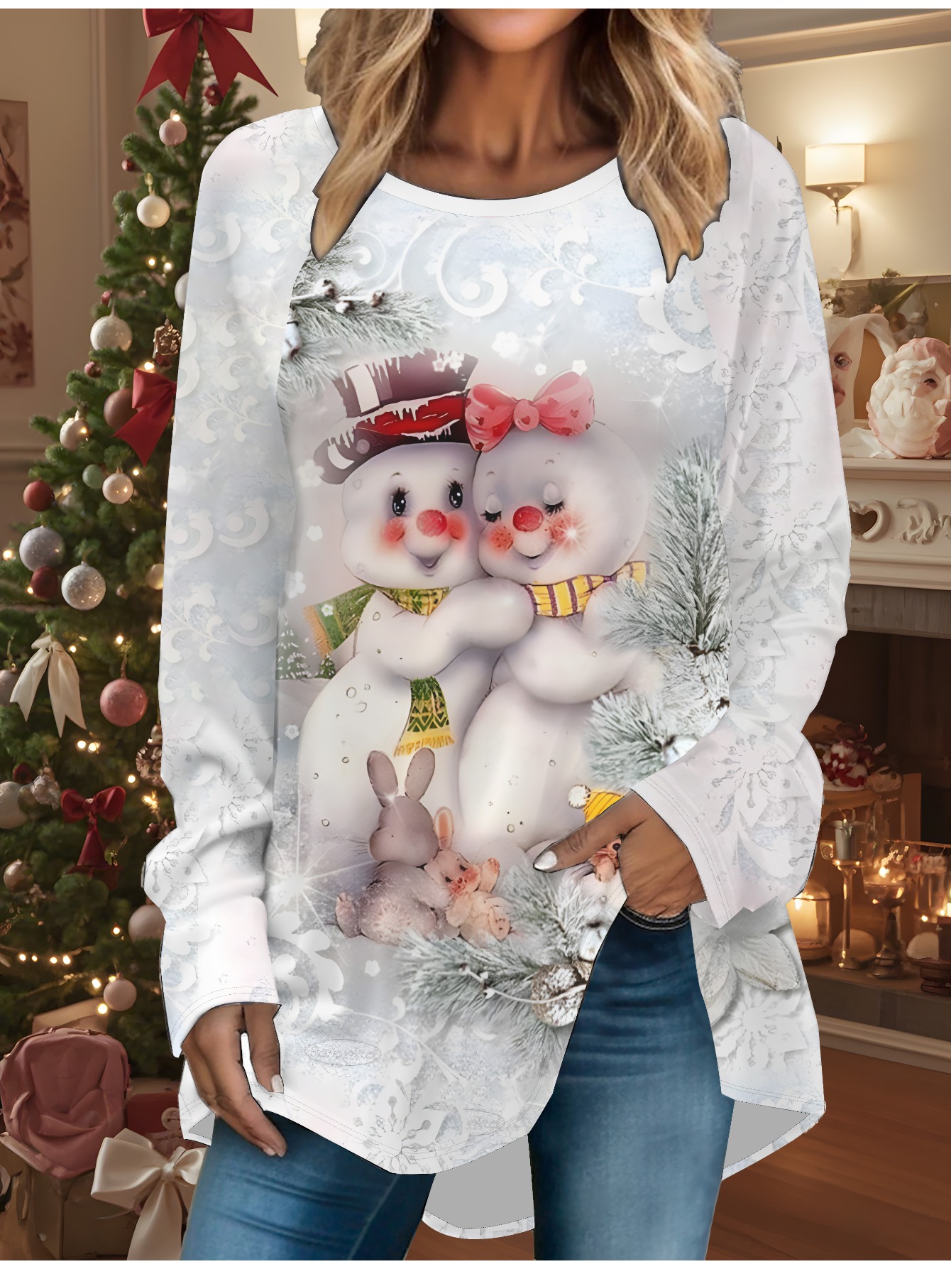 Women's Cozy Christmas Snowman - Camping recension och pris